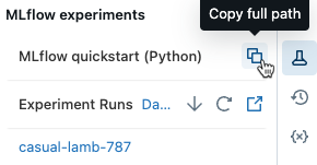 Experiment path icon in notebook sidebar.