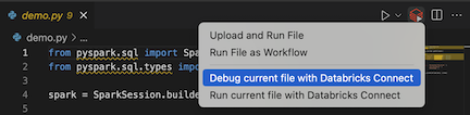 Debug current file from icon