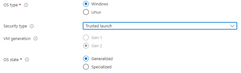 Screenshot that shows Windows 365 image requirement settings.