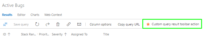 Query Results custom toolbar menu action