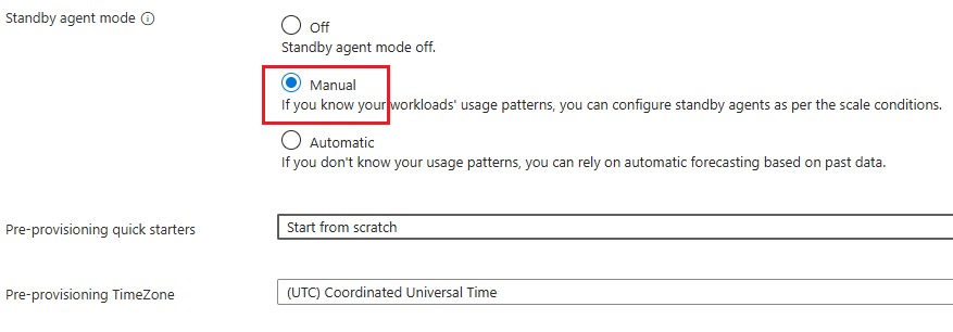 Screenshot of manual standby mode.