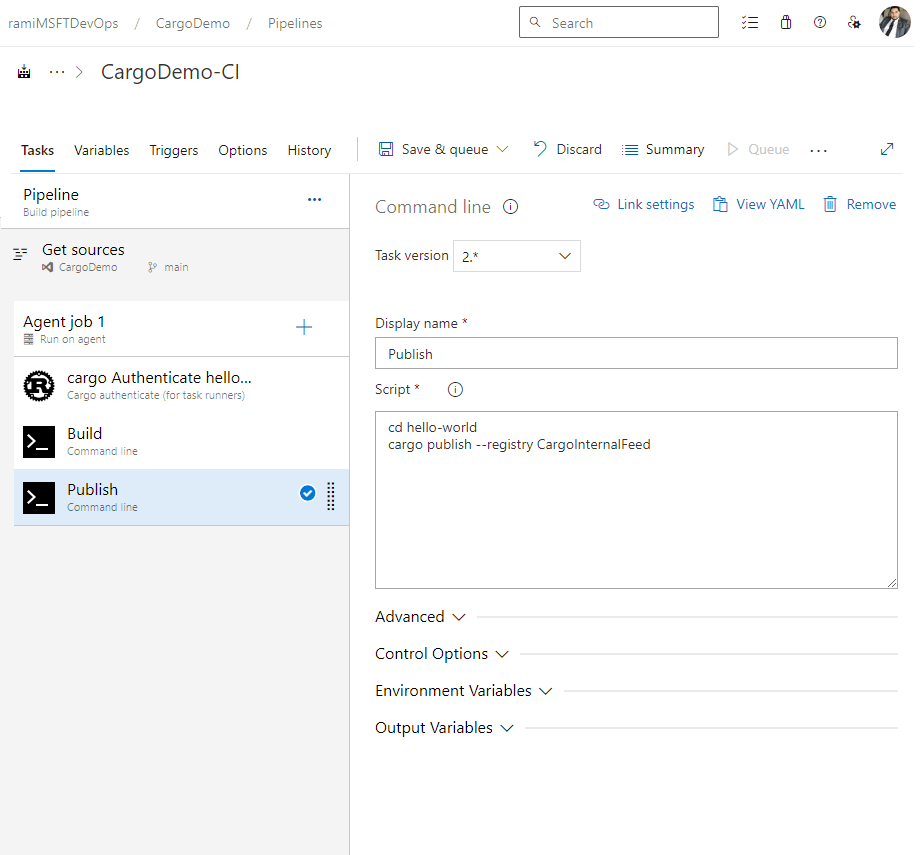 A screenshot displaying how to configure the publish task in a Classic pipeline.