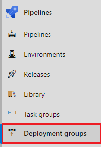 A screenshot showing Deployment groups in the Pipelines menu.