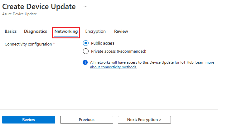 Screenshot of networking details.