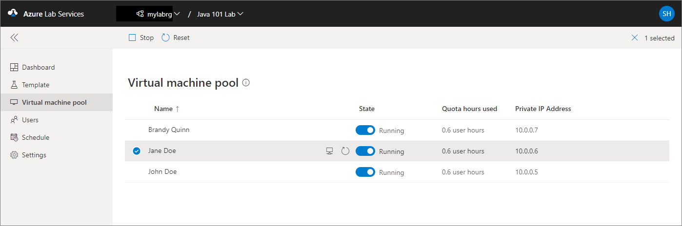 VM actions