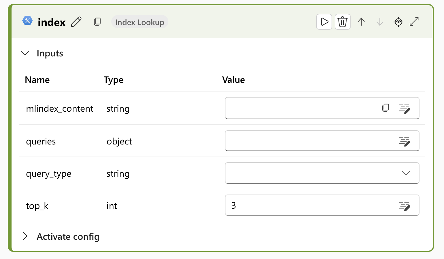 Screenshot that shows the Vector Index Lookup tool.