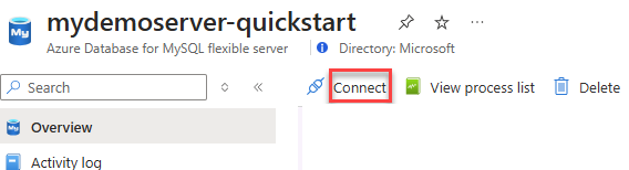 Screenshot that shows how to connect with Azure Cloud Shell.