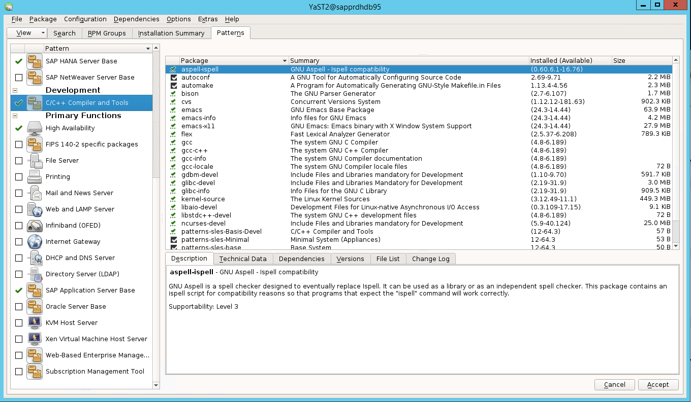 Screenshot that shows selecting the second pattern in the item for compiler and tools.