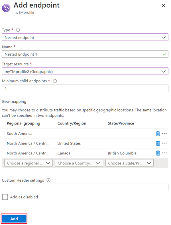 Add a Traffic Manager endpoint