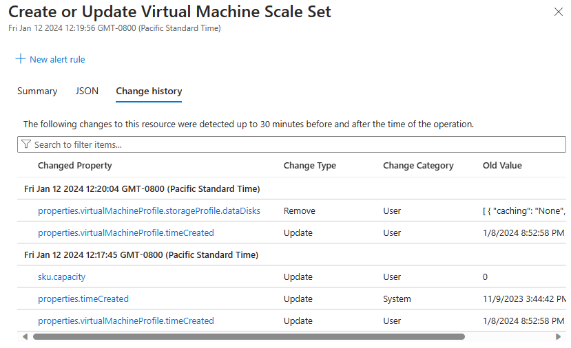 Screenshot showing the rolling upgrade details in the Activity Log.