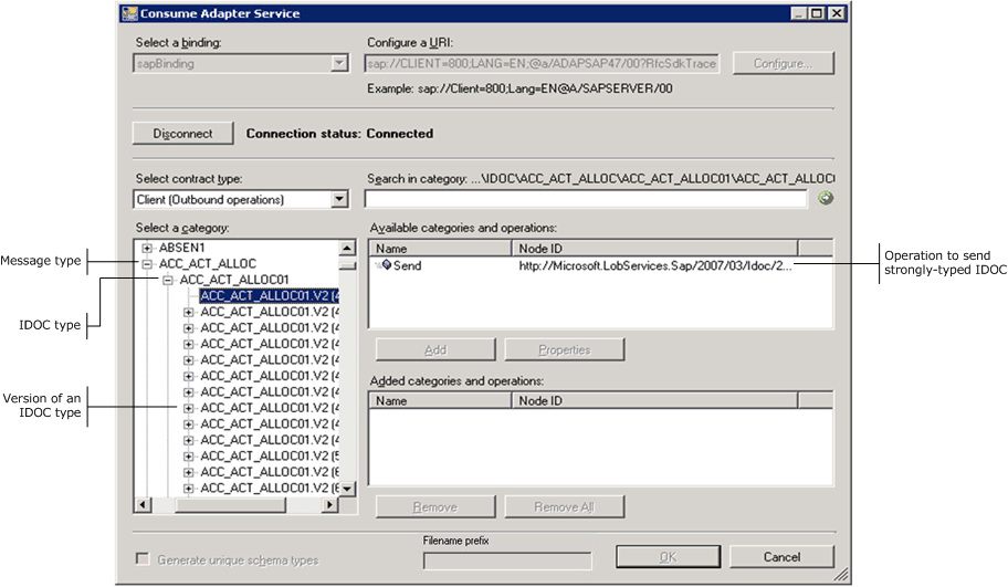 Browsing operations for an IDOC type