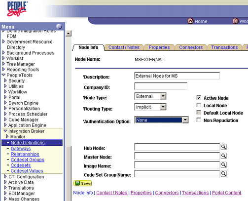 Image that shows the Node Info tab.