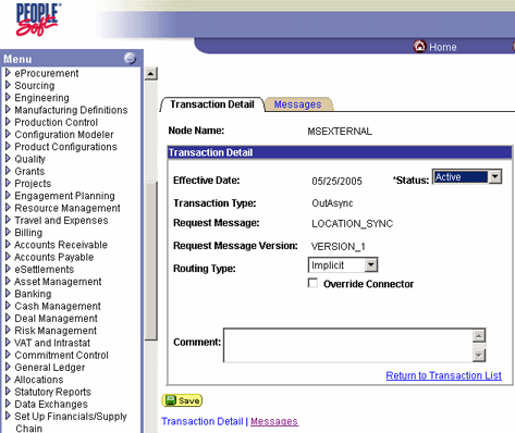 Image that shows the Transaction Detail tab.