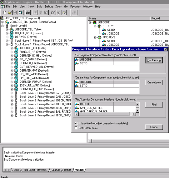 Image that shows the Test Component Interface dialog box.