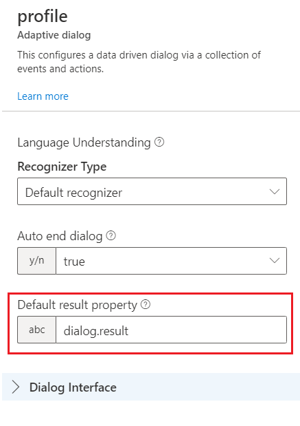 Default result property