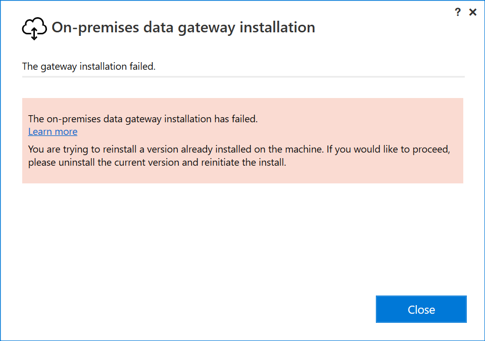 Installasjonsfeil for gateway.