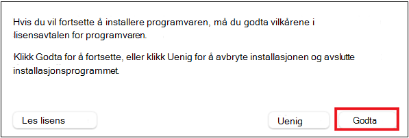 Skjermbilde som viser godkjenning av avtalen.