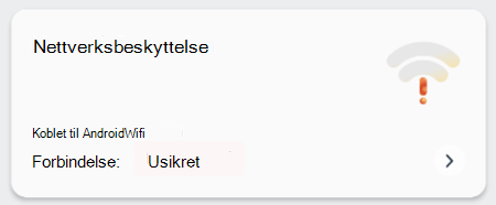 Skjermbilde som viser nettverksbeskyttelsesflisen for sikkerhetsadministratorer.