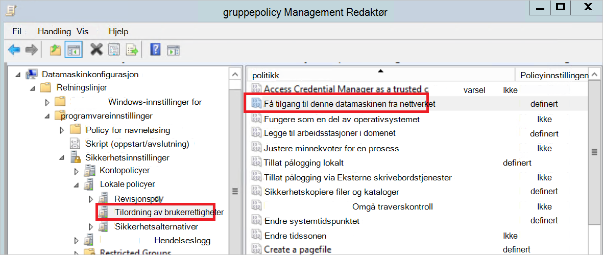 Skjermbilde av gruppepolicy Management Redaktør.