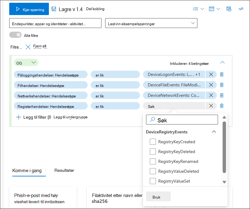 Skjermbilde av EventType RegistryValueDeleted