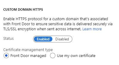 Dialogboksen for HTTPS for egendefinert domene.