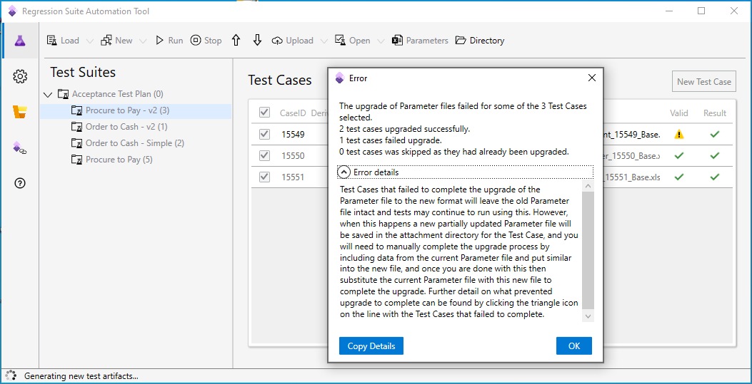 Summary message box.