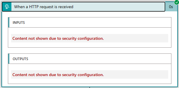 A screenshot showing the secured run history.