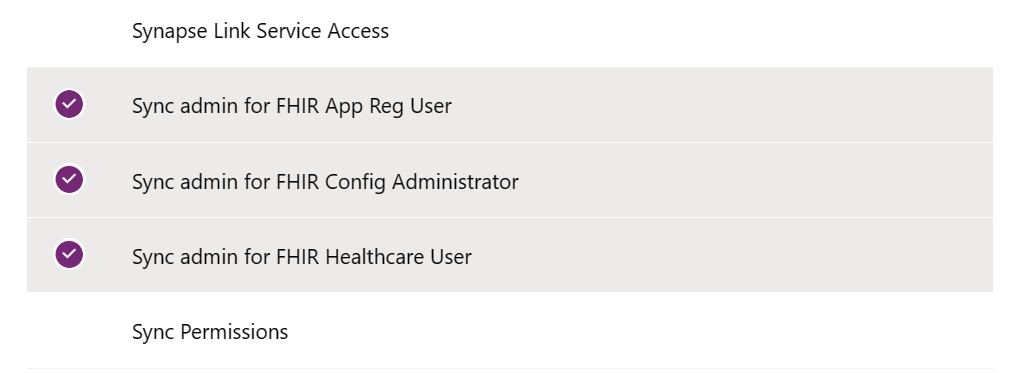 A screenshot displaying the security roles.