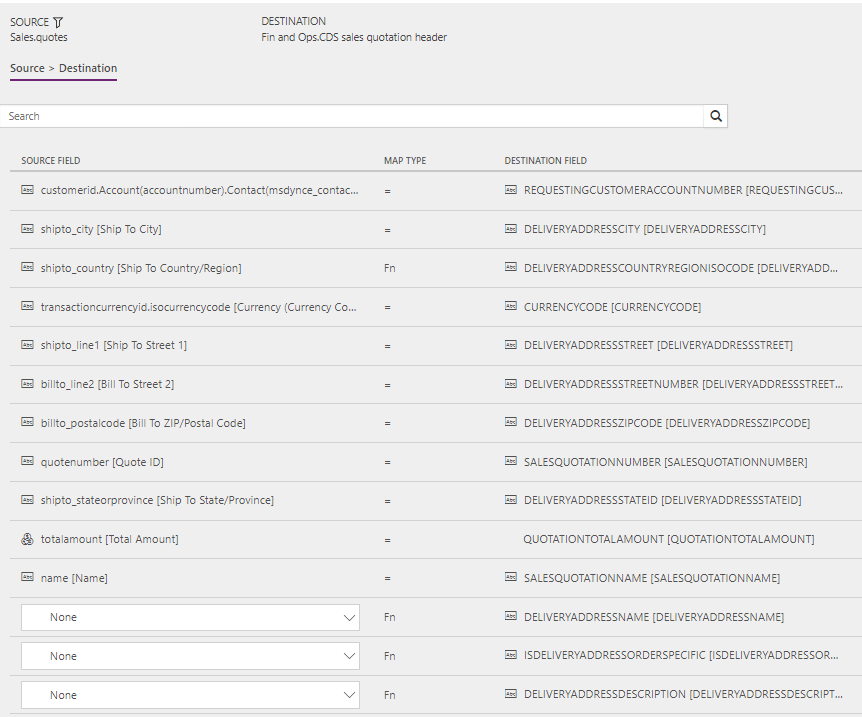 Template mapping in data integrator, QuoteHeader.