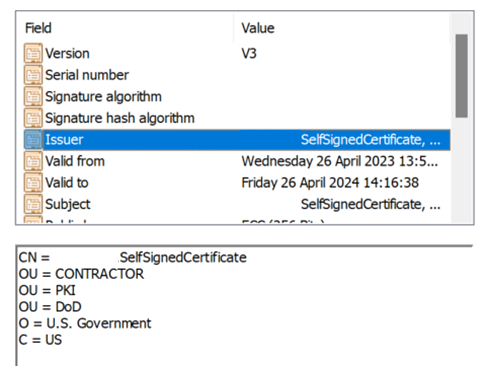 Screenshot of the Issuer value when used with multiple bindings.