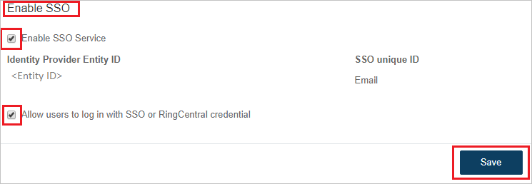 Screenshot shows the Enable S S O section where you can finish the configuration.