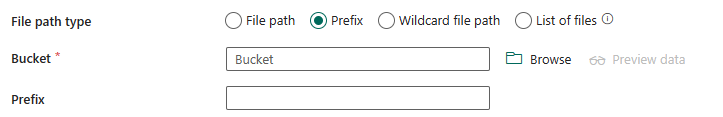 Skjermbilde som viser hvordan du konfigurerer filtypen prefiksfil.