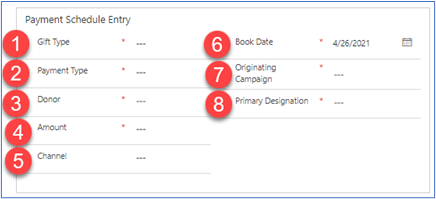 Work with Payment Schedule Entry fields.