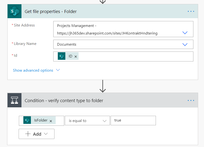 Condition step to verify if item is folder