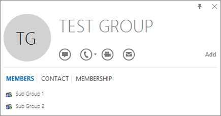 Medlemmer-fanen i Outlook-kontaktkortet.