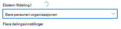 Skjermbilde av delingsinnstillinger på sharePoint-områdenivå som er satt til Bare personer i organisasjonen.