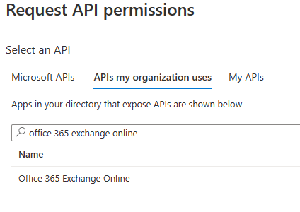 Skjermbilde av «Velg en API» under «Be om API-tillatelser».