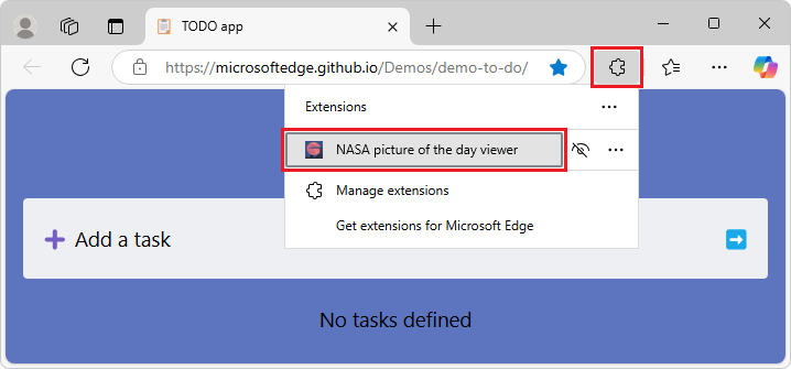 Clicking the extension's icon to open the extension