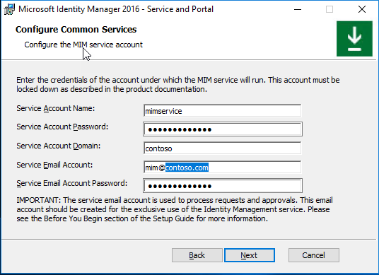 Configure the MIM service account image