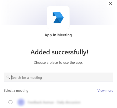 Screenshot shows the option to select the meeting.