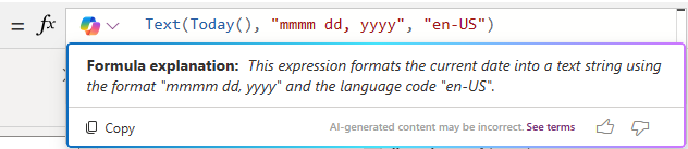 Skjermbilde av Copilots forklaring av en formel.