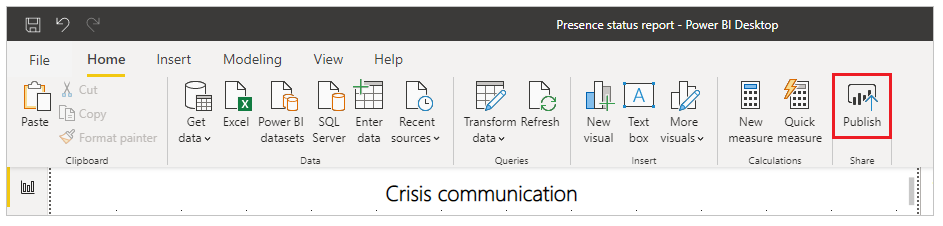 Publiser rapport i Power BI.