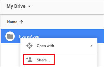 Alternativet Del på Google Drive.