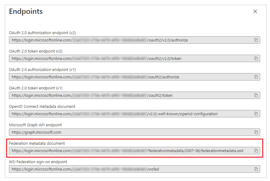 Dokument for metadata for federering.