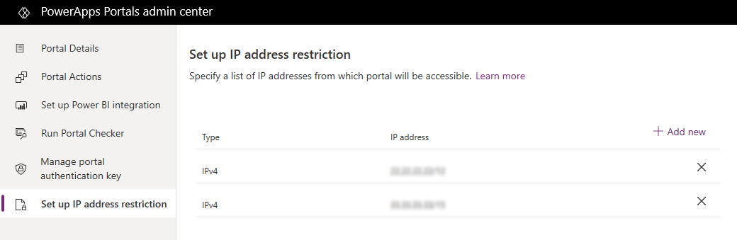 Konfigurer begrensning for IP-adresse.