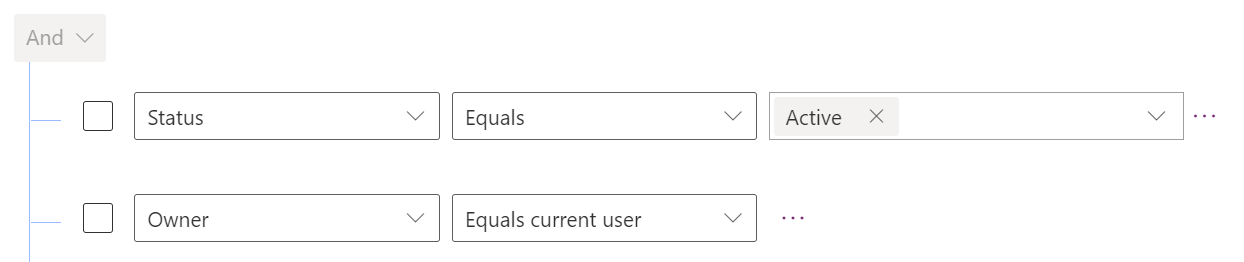 Skjermbilde som viser et egendefinert filter med en eksplisitt ER LIK-betingelse.