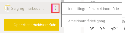 Skjermbilde av innstillinger for arbeidsområde.