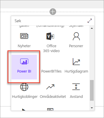 Skjermbilde av dataanalysedelen som viser Power BI valgt.