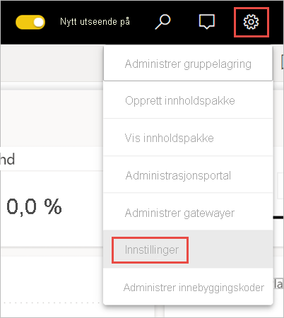 Skjermbilde av navigering til Innstillinger-menyen.