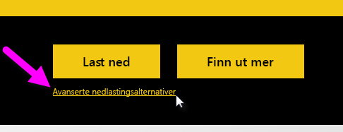 Skjermbilde av Nedlasting-knappen på nedlastingssiden for Power BI Desktop.